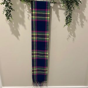 Kirra Plaid Scarf, Approximate Size: 14” x 75” wo fringe add 6” for fringe
